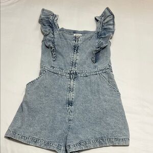 Vestique Light Blue Denim Ruffle Romper